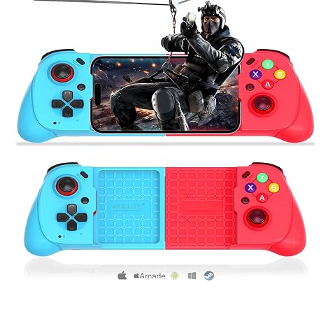 Koiiko Wireless Cloud Gaming Controller for iOS, Android, Windows PC & iPhone/iPad, Steam. Hall & Linear Triggers, E-Sports Handle Gamepad, Bluetooth - Black/Red