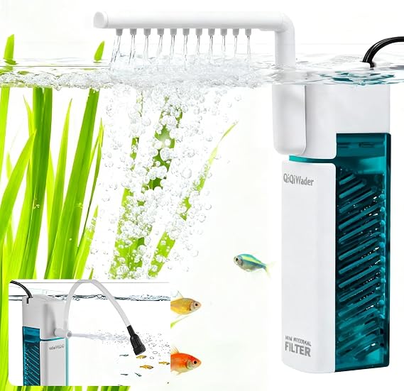 Small Fish Tank Filter, Aquarium Filter,Aquarium Internal Filter | Ideal for 10-20 gal fish tanks, 5W 110GPH with two modes. Works in fresh & saltwater.