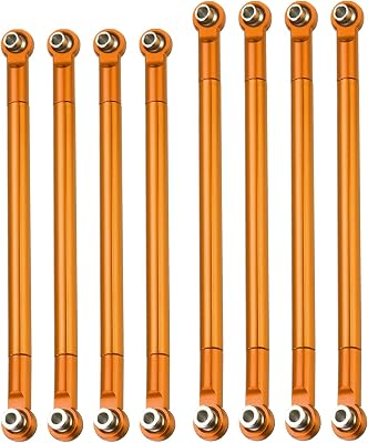 MECCANIXITY 8pcs Pull Rod Link Rod Linkage Aluminum Alloy Wheel Base Upper Lower Link Rod Chassis Linkage for MN86K MN86KS 112 RC CarGold