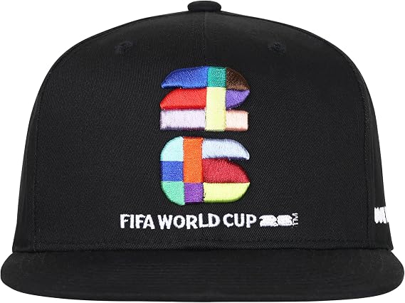 Outerstuff FIFA World Cup 2026 Mens Event Flatbrim Snapback Hat, Black, One Size
