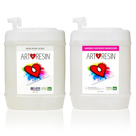 ArtResin Epoxy Resin High-Gloss Clear Coat for Artwork - 10 gal (5 gal Resin + 5 gal Hardener) (37.85 L)