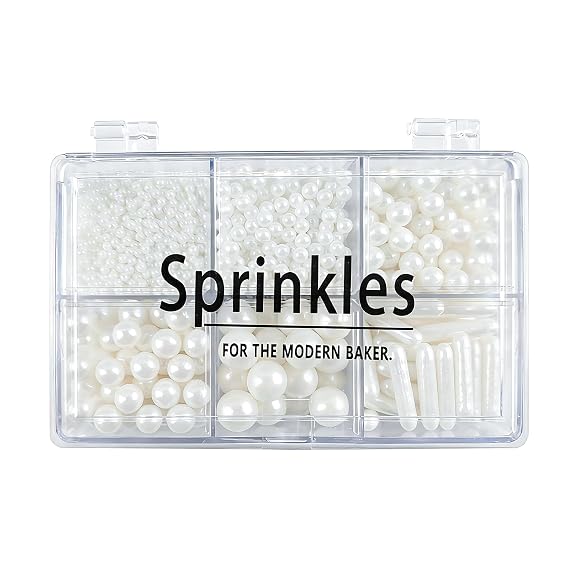 White Mix Sugar Sprinkles Edible Pearl Sugar Sprinkle Candy Pearls 118g/4.16 Oz White Sprinkles Sugars Pearl for Cake Decorating Edible Ball Sprinkle Ice Cream Toppings Wedding Chirstmas Supplies