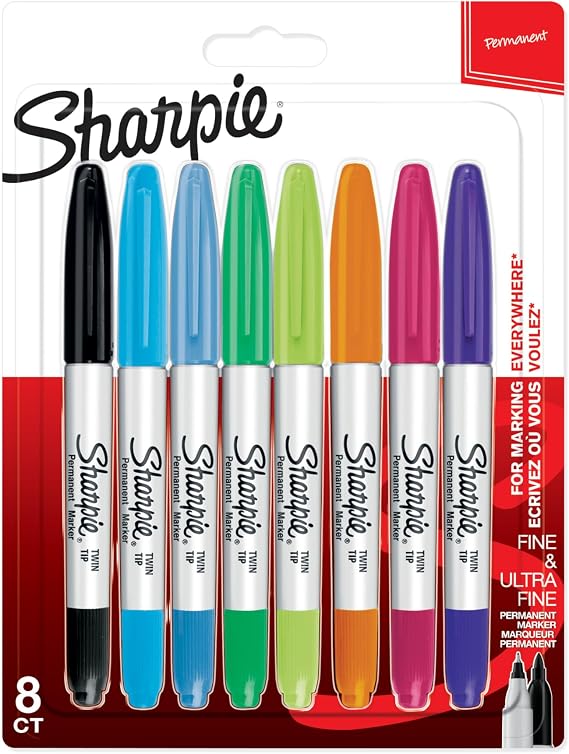 Sharpie Twin Tip Permanent Markör, 8'li Karışık Paket