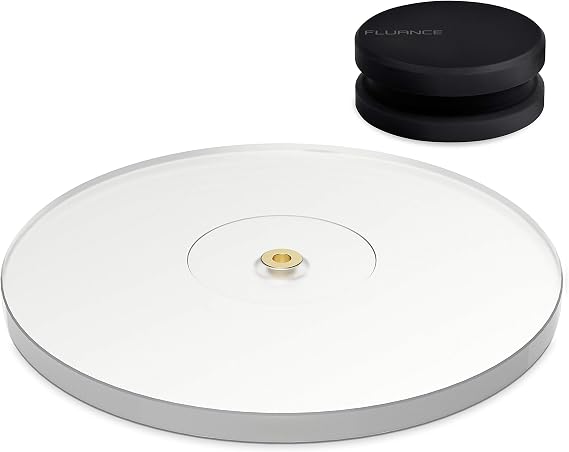 Fluance High Density Frosted Acrylic Platter For Fluance Reference Turntables RT82/RT83/RT84/RT85, includes HiFi Vinyl Record Weight 760 gram Steel LP Disc Stabilizer