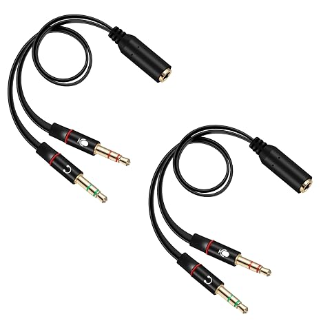 SaiTech IT 2-Pack 3.5mm Female to Dual Male Headphone Splitter 20cm