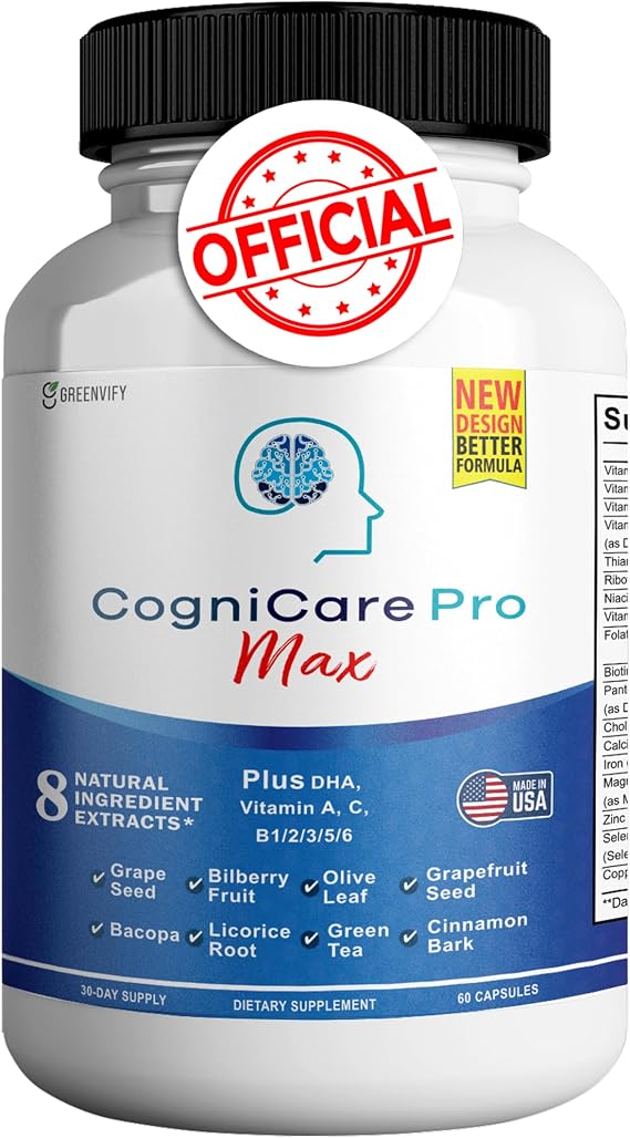 Cognicare Pro Max Brain Support Supplement Improve Memory & Focus Healthy Clear Brain Fog & Boost Cognitive Function - 60 Natural Capsules
