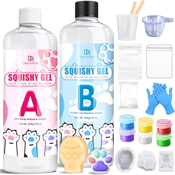 Gel for Taba Squishy Kit, 36oz Liquid Silicone Super Soft Fast Cure for Squishy Maker, All-in-one Squishy Making Rubber for Cat Paw Casting & Hamster Molding, Stress Relief Decompression Craft