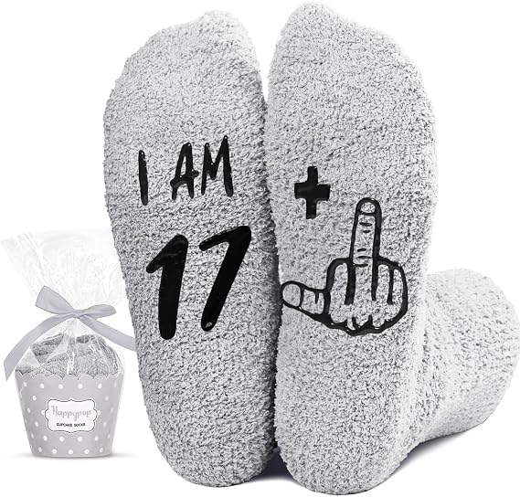 HAPPYPOP Birthday Gift Ideas for Boys - I'M 15-19 Year Old Fuzzy Socks for Teens & Male