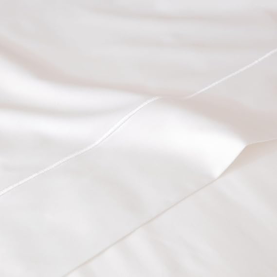 100% Organic Cotton Flat Sheet | 1000 Thread Count Ultra Luxury | GOTS-Certified Cotton | Single Emroidered Line Detail | 1 Flat Sheet (King 275 x 275, White)