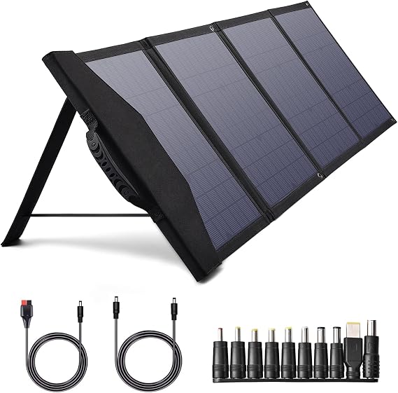 Portable Solar Panel, 80W Solar Charger with DC Output for Power Station Generator Camping RV Monocrystalline Foldable Solar Panel Battery Charger for Phones Laptop Tablet Camera