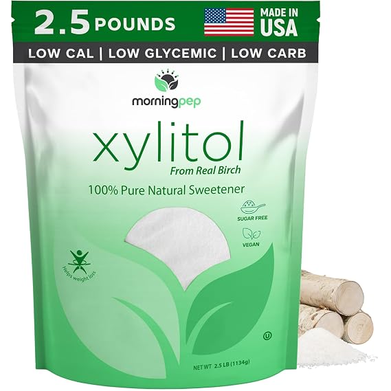 Morning Pep Pure Birch Xylitol (Keto Diet Friendly) Sweetener with no Aftertaste 2.5 LBs (Not from Corn) Non GMO Kosher Gluten Free Product of USA. 40 OZ
