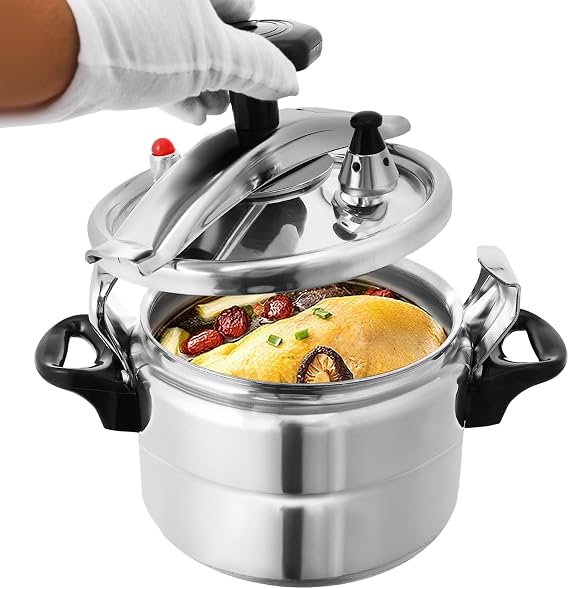 Small Pressure Pot 3L/3.17Qt Silver Aluminum Alloy Pressure Cooker with Anti-Scald Handle Lightweight Compound Bottom Pressure Canner for Open Fire, Induction, Electric, Gas