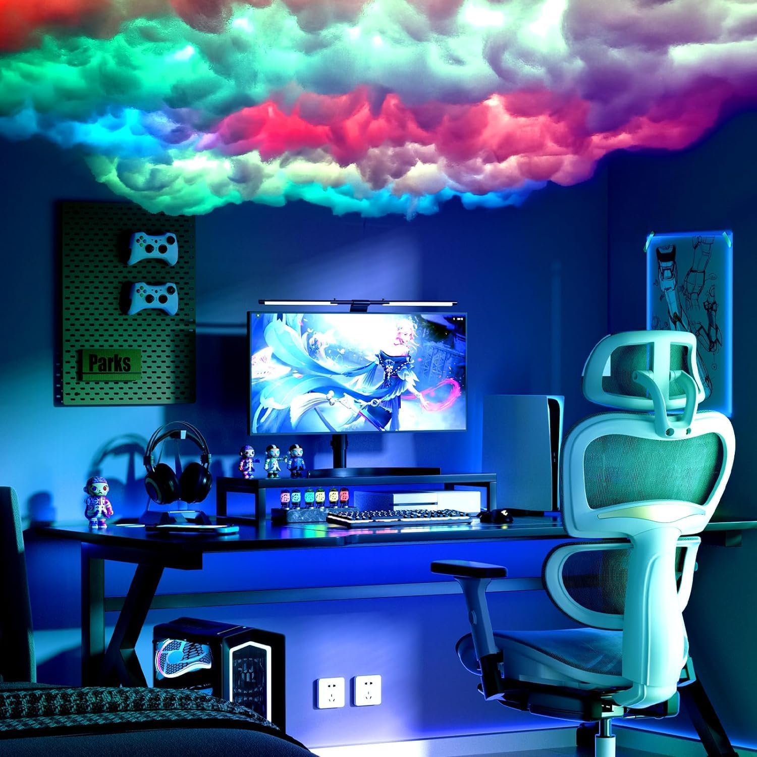 Upgraded 3D Thundercloud LED Light, Music Sync Multicolor Changing Cloud Strip Light, Atmosphere DIY Creative Lamp Wall Ceiling Light for Bedroom Gaming Room Party 1 Pcs, 16.5 Ft