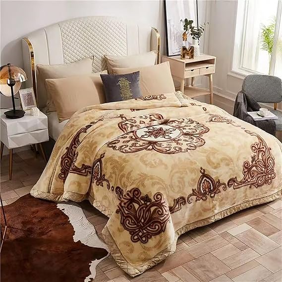 Faux Mink Fur Throw Blanket 180x220 cm, Luxury Soft Warm Reversible Blanket for Bed, Couch, Sofa.