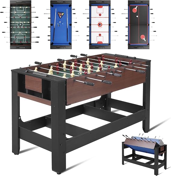 RAYKEEP 54" 4-in-1 Swivel Multi-Game Table for Kids, Adults