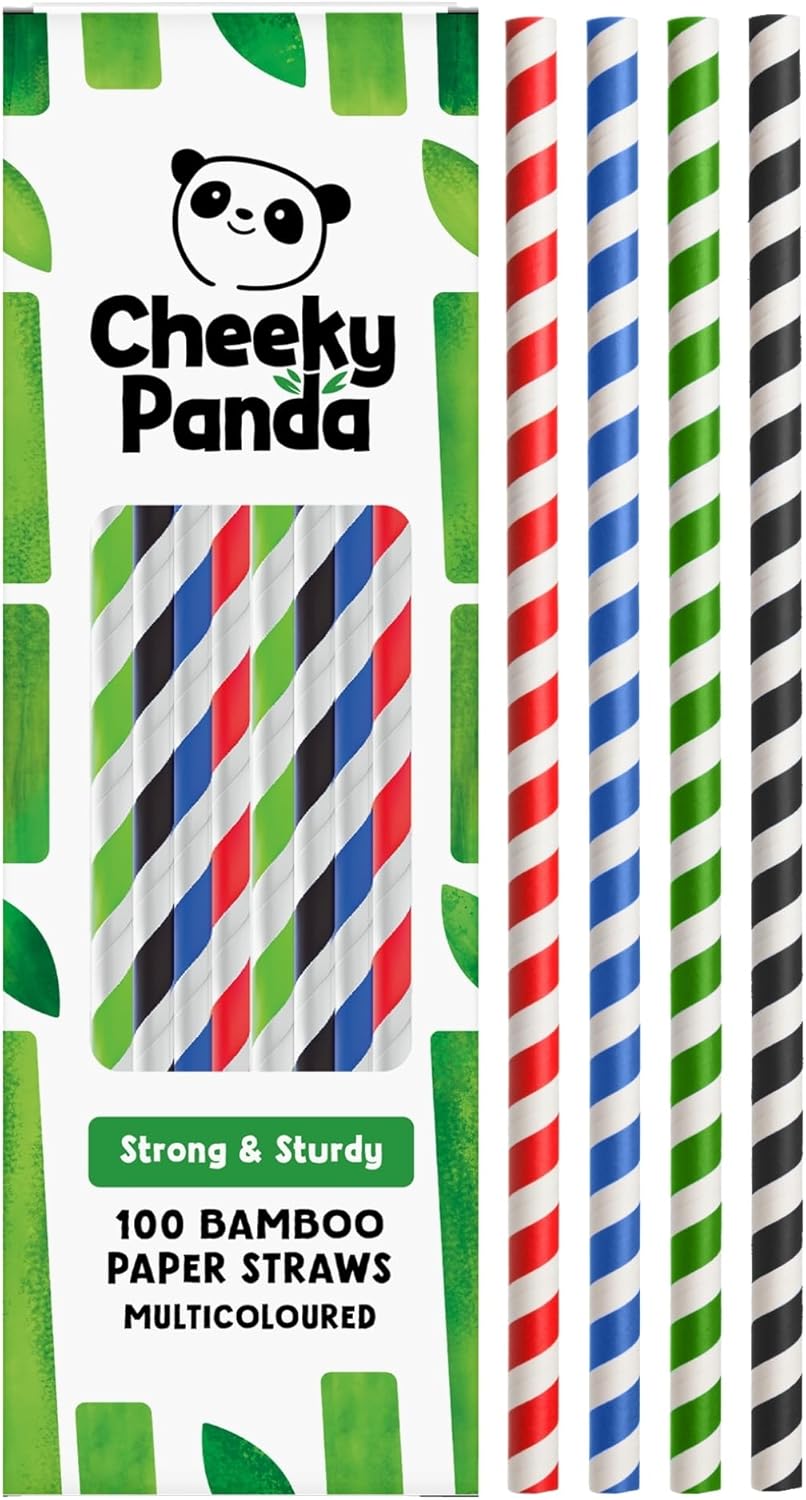 The Cheeky Panda Bamboo Paper Straws | 100 Multicoloured Drinking Straws