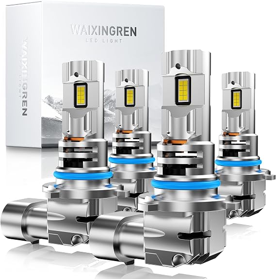 9005 9006 Led Headlight Bulbs, 120W 52000LM 400% Ultra Brightness with Fan, 6500K White with High-Efficiency Cooling System, Canbus Ready, Plug and Play, Pack of 4 (9005+9006)