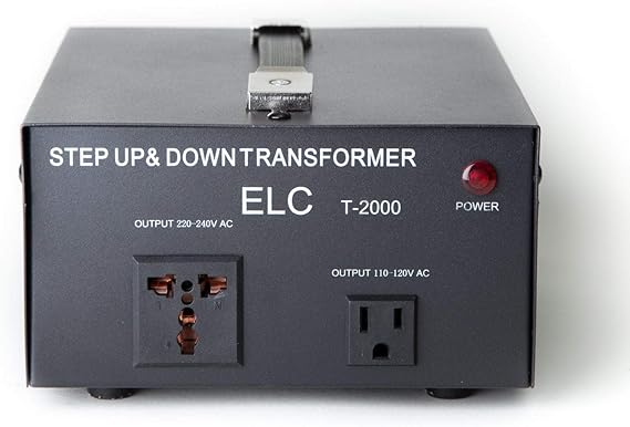 ELC T Series 2000 Watt Voltage Converter Transformer - Step Up/Down - 110v to 220v / 220v to 110v Power Converter - Circuit Breaker Protection, CE Certified