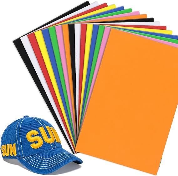 Catephe 16Pcs Embroidery Foam, 8"X12" 3mm 3D Puffy Embroidery, EVA Craft Foam Sheets Creating 3D Effect for Caps, Bags, Cloth, Assored 8 Colors, Hand or Machine Embroidery