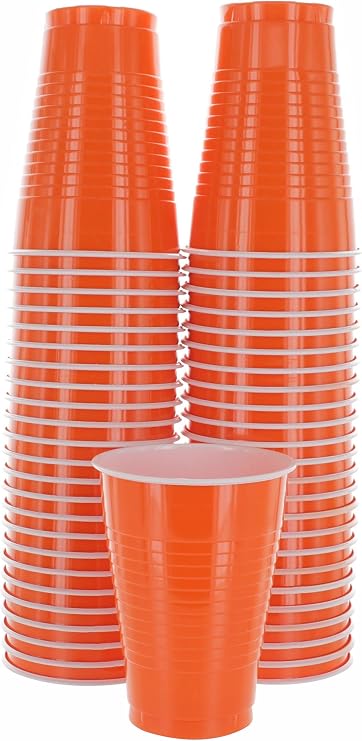 AMCRATE Disposable Orange Cups - 12-Ounce, Strong, 50 Pack for Parties & Events