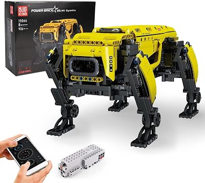 Mould King 15066 Robot Dog Building Kit, 936PCS Yellow APP RC Programmable STEM Toy, Power Module & Educational Model