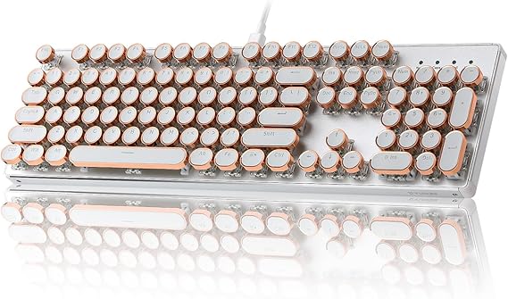 YUNZII QL108 Retro Typewriter Wired Keyboard (Silver, Onyx Gray Switch)