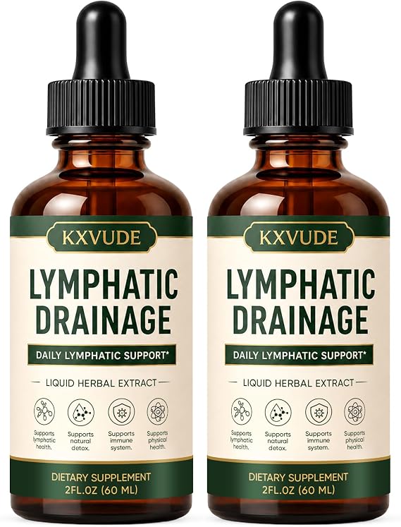 Lymphatic Drainage Drops, 4-Herb Liquid Lymphatic Drainage Supplement with Cleavers, Red Clover, Stillingia Root & Prickly Ash Bark, Supports Lymphatic Drainage, Immune System & Detox, Vegan (2)