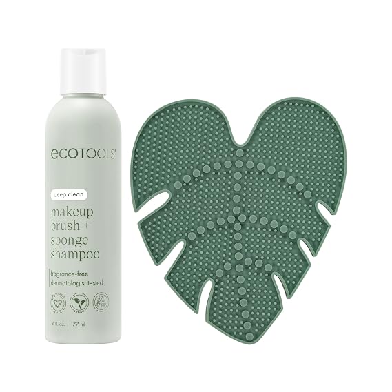 EcoTools Brush Cleaner Mat + Deep Clean Shampoo Bundle, 2 Piece Set