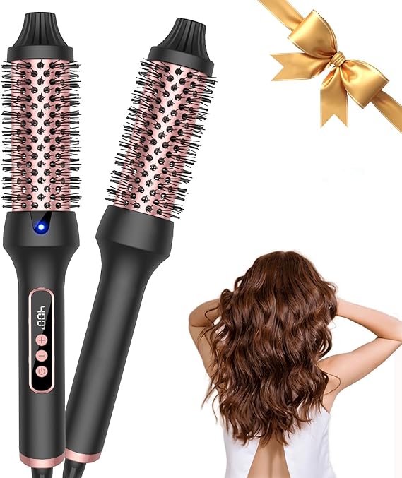 Thermal Brush 1.5'', Upgrade to 400F Curling Iron Curling Brush, 9 Temps Heated Round Brush Thermal Round Brush with LCD Display, 2 PTC Ceramic Tourmaline Ionic Hair Curler Hair Styling Tools