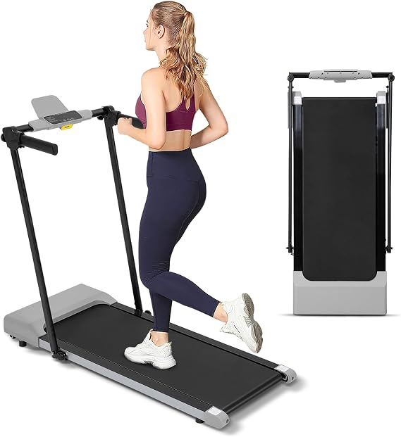 Compact Foldable Electric Treadmill for Home Office, 300lbs Compact Running Treadmill for Small Spaces, Lightweight Folding Treadmills with Handle, Apartment Size Treadmills 2.5HP