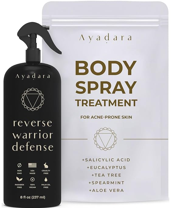 Bacne Solution Body Spray, 8 fl oz, Cystic Back Bacne Solution Spray with Salicylic Acid, Tea Tree Chest, Butt and Body Bacne Spray for Hormonal Bacne, Bacne Solution for Teens Adults, 2000 Sprays