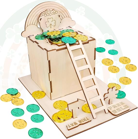 RGJ St Patrick's Day Leprechaun Trap Kit for Kids, Unfinished Painted