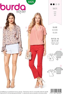 Burda Style Sewing Pattern B6425 - Misses Feminine Wrap Blouses, A10-12-14-16-18-20