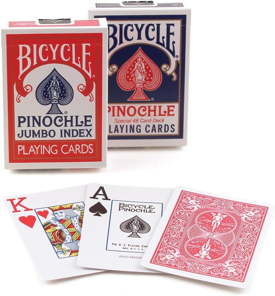 Bicycle Pinochle Jumbo Index Playing Cards: 12 Decks of Bicycle Pinochle Playing Cards with Large Numbers