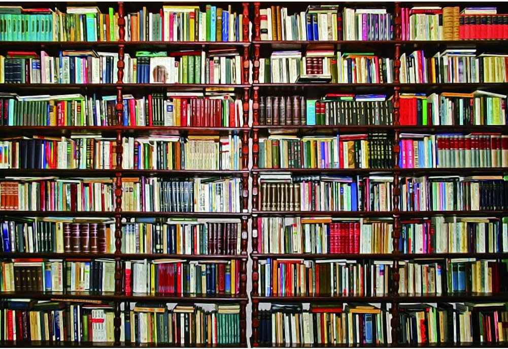 Renaiss 6x4ft Vintage Bookshelf Backdrop for Photoshoot Portrait Old Library Books Retro Bookcase Photography Background Zoom Meeting Video Call Conference Graduation Party Decors Photo Booth Props