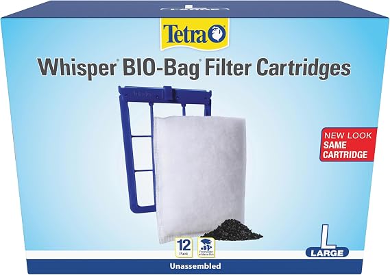 Tetra Whisper Bio-Bag Large Filter Cartridges for Aquariums, 12 Count | Unassembled, Fits Tetra Whisper Fish Tank Filters 10-30 Gal, 20-40 Gal, PF-20, 30, 40, 60, IQ 20, 30, 45, 60, Replace Monthly