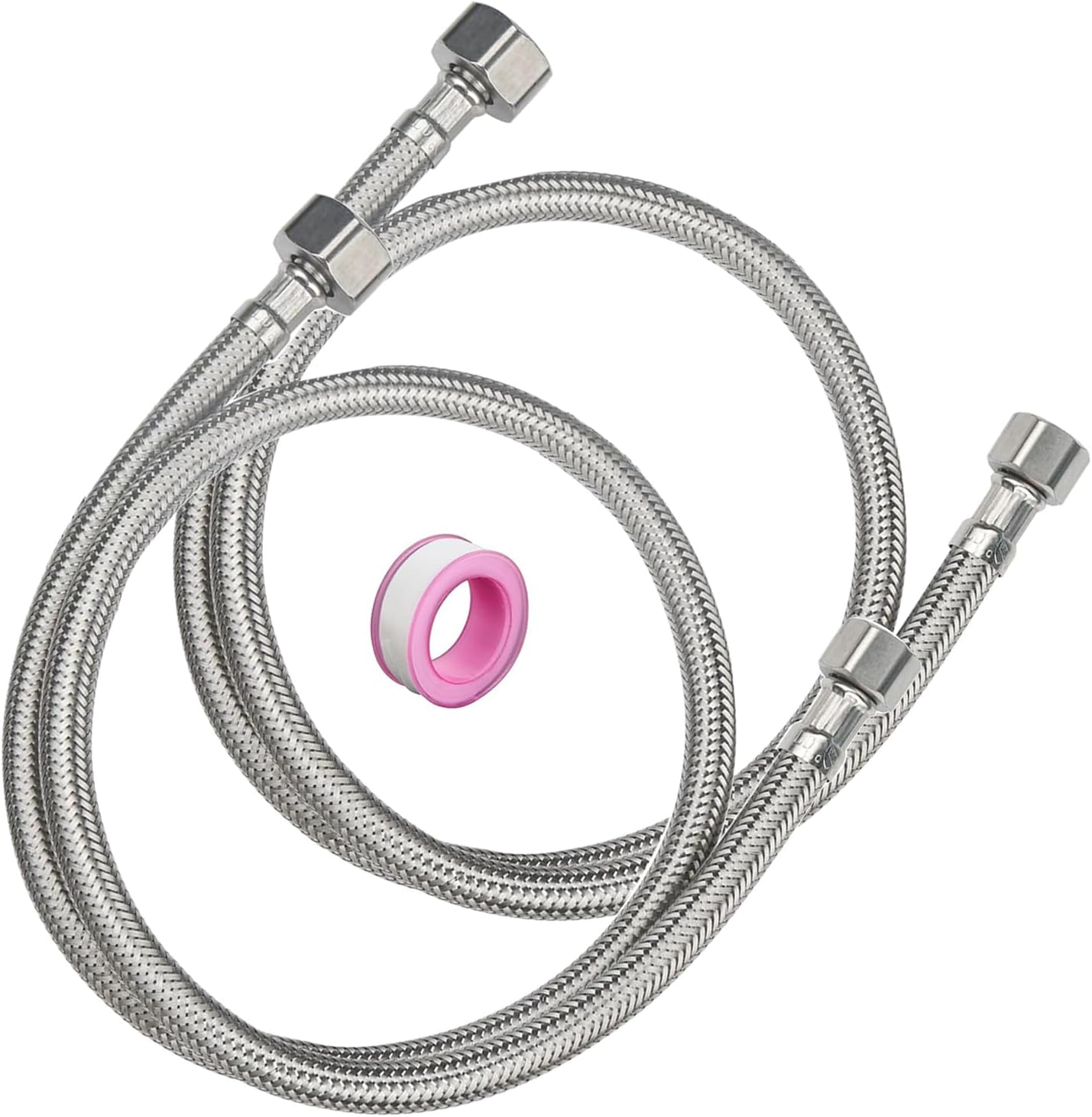32 Faucet Supply Line,38 Comp x 12 FIP Kitchen Faucet Hose Connector for Residence,Stainless Steel Braided Supply Line for Moderate Distance Pack of 2