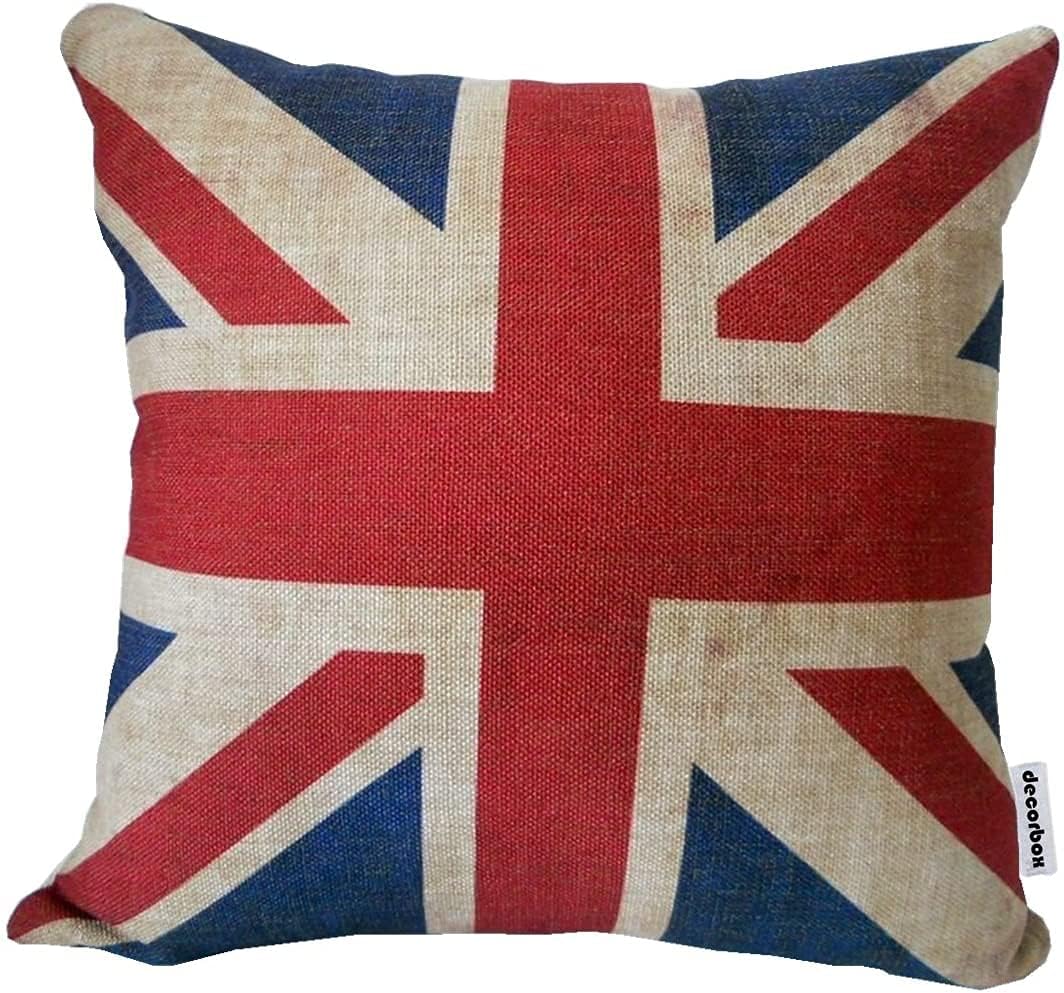 The Union Jack British Flag Cotton Linen Square Decorative Throw Pillow Case Cushion Cover 20"X20"