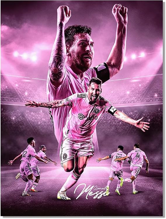 Soccer Superstar Lionel Messi Signed Poster For Kids Fans Room Bedroom Wall Decor-Sports Star Posters Canvas Art Print Picture For Teen Boy Birthday Gifts