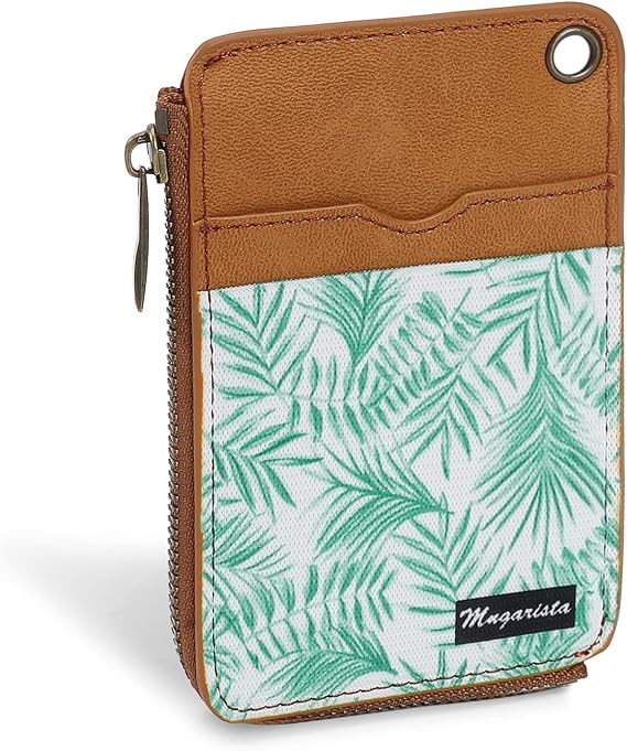 MNGARISTA Elastic Card Holder Wallet, Slim Minimalist Wallet Vertical Credit Card Holder and Men & Women Front Pocket Wallet with 3 Card Slots and 1 Side Zipper Pocket, Sprout Green