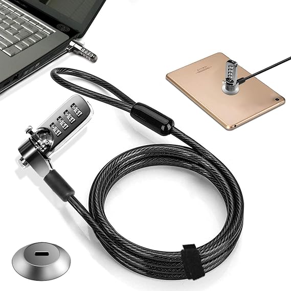 Computer Laptop Cable Lock Slot Plate 6.23ft Cable Security Computer Combination Lock 4 Digital Password Protection Cable Anti Theft Lock and Notebook Other Device