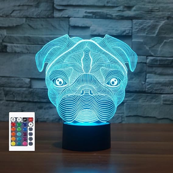 3D Shar Pei Night Light with Remote Control 16 Color Table Lamps Home Decoration Gift for Kids