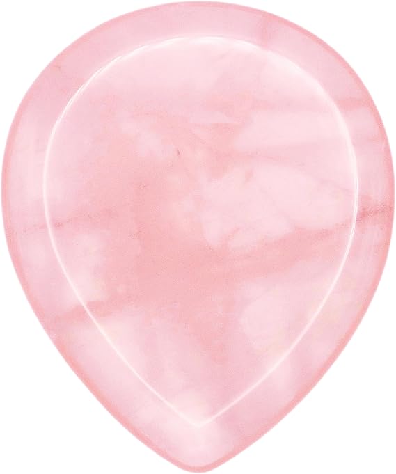 Rose Quartz Stone Guitar Or Bass Pick - 3.0 mm Ultra Heavy Gauge - 347 Large Teardrop Shape - Specialty Handmade Gemstone Exotic Plectrum - 1 Pack