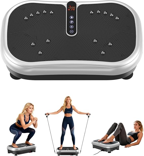 Vibration Plate Exercise Machine, 120 Levels Vibration Platform for Weight Loss & Lymphatic Drainage, Full Body Workout Machine with Remote Control for Home Gym, Easy Storage