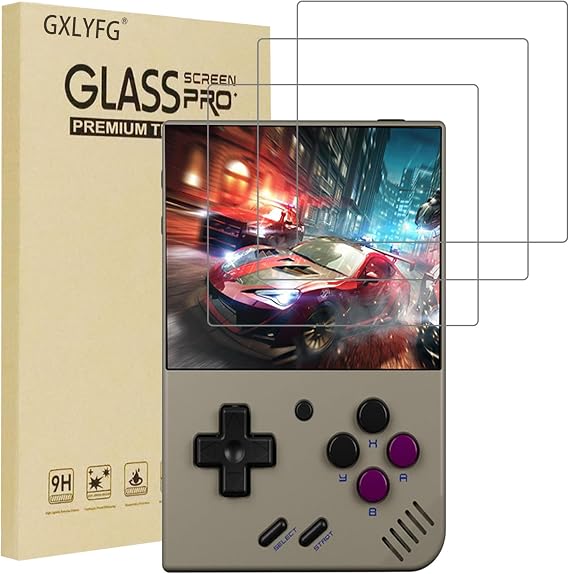 3 Pack Tempered Glass Screen Protectors Compatible with Miyoo Mini+/Miyoo Mini Plus, Anti Scratch, Bubble Free, 9H Hardness
