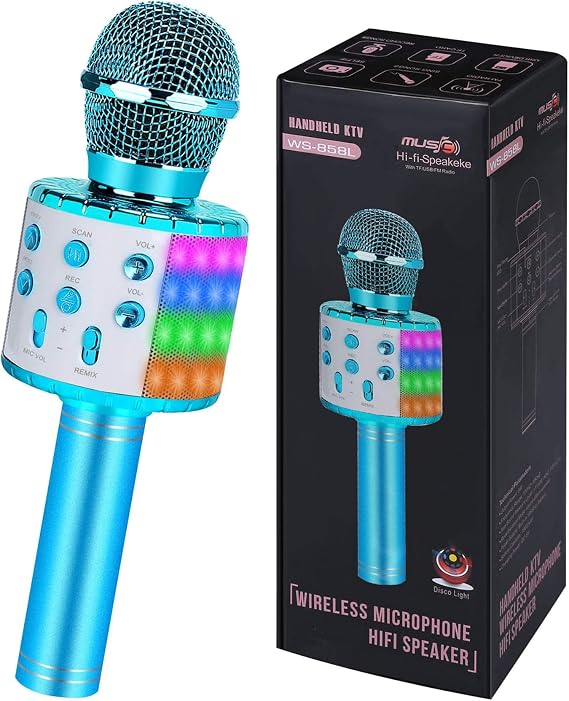 Wireless Karaoke Microphone Bluetooth: Handheld Microphone for Kids Adults Singing - White Elephant Gifts for Christmas Holiday Party