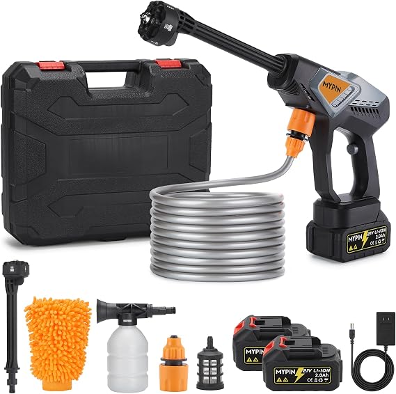 Portable Cordless Pressure Washer,600PSI Handheld Car Washer Two Batteries