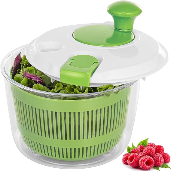 Salad Spinner 3 QT Fruit and Vegetable Washer with Bowl and Mesh Basket | Compact Lettuce Spinner Saves Counter Space, Quickly Washes, Spins, and Dries Salad Greens