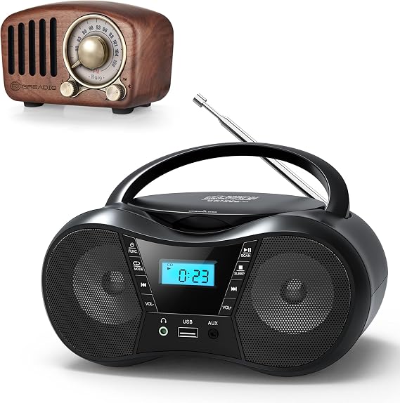 Boombox CD Player with Bluetooth + Retro Radio
