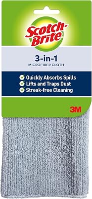 Scotch-Brite 3-in-1 Microfiber Kitchen Cloth, Streak-Free Cleaning, 1 Cloth
